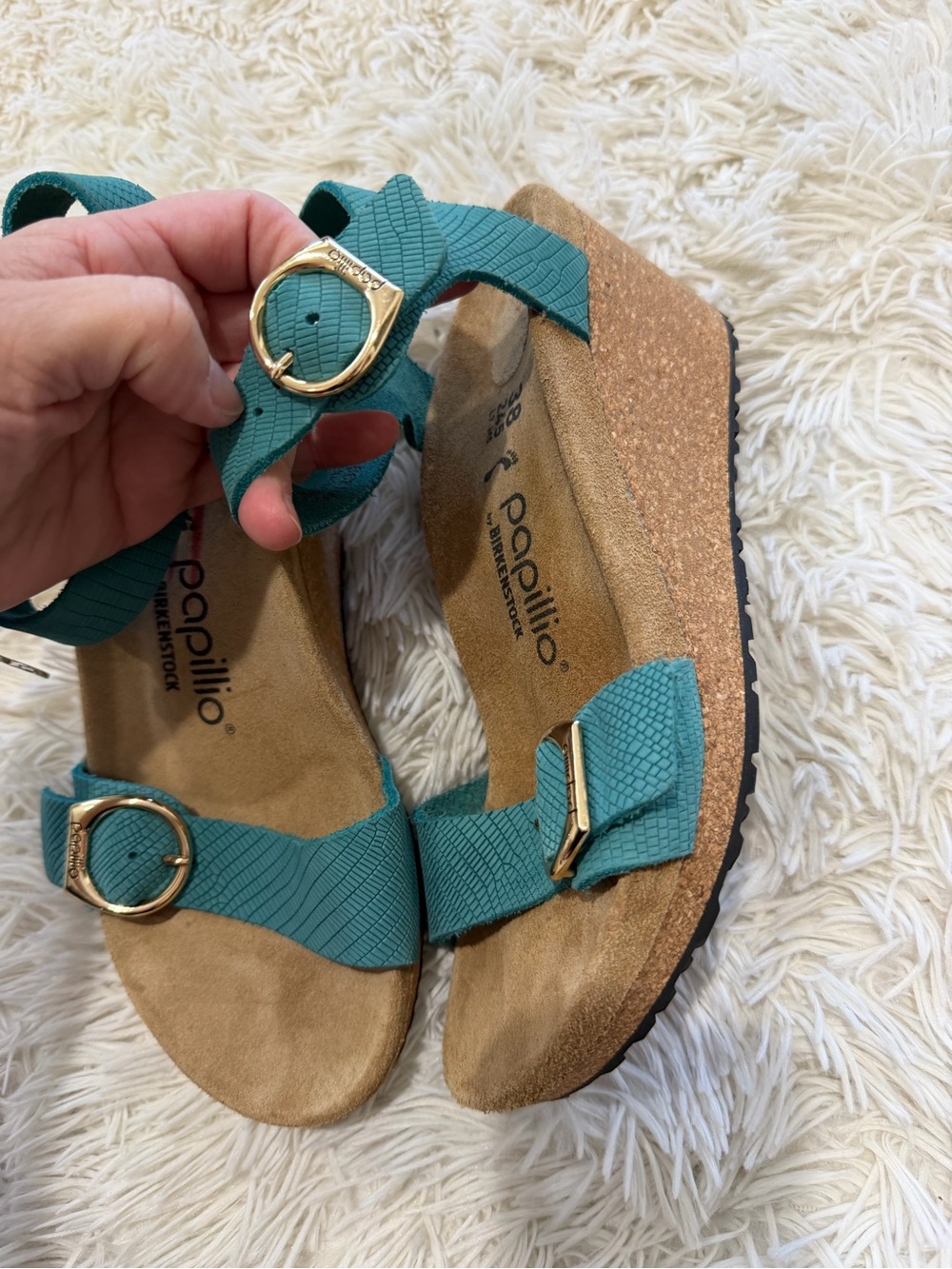 Papillio by Birkenstock Soley Leather Wedge Sandal -Size 38 US 7/7.5 -Biscay Bay - Picture 5 of 10